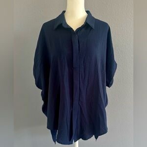 Umgee S Oversized Navy Blue Top